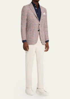 KitonMen's Cashmere and Linen Houndstooth Plaid Sport Coat