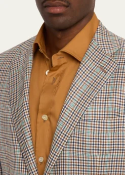 KitonMen's Cashmere and Silk Multi-Check Deconstructed Sport Coat