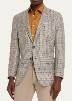 KitonMen's Cashmere and Silk Multi-Check Deconstructed Sport Coat