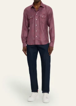KitonMen's Cashmere and Silk Small Check Overshirt