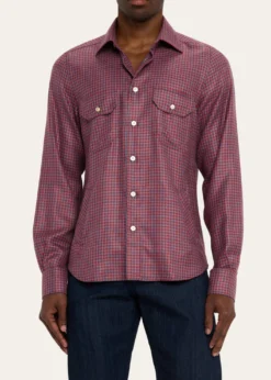 KitonMen's Cashmere and Silk Small Check Overshirt
