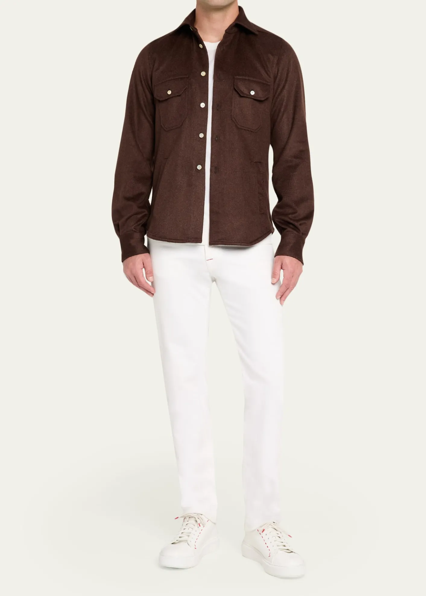 KitonMen's Cashmere and Wool Flap-Pocket Overshirt