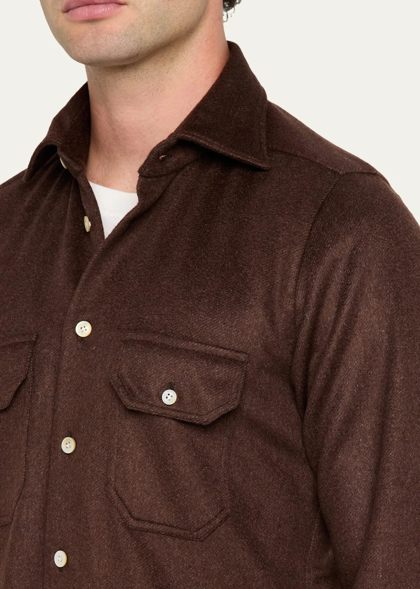 KitonMen's Cashmere and Wool Flap-Pocket Overshirt