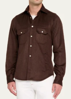 KitonMen's Cashmere and Wool Flap-Pocket Overshirt