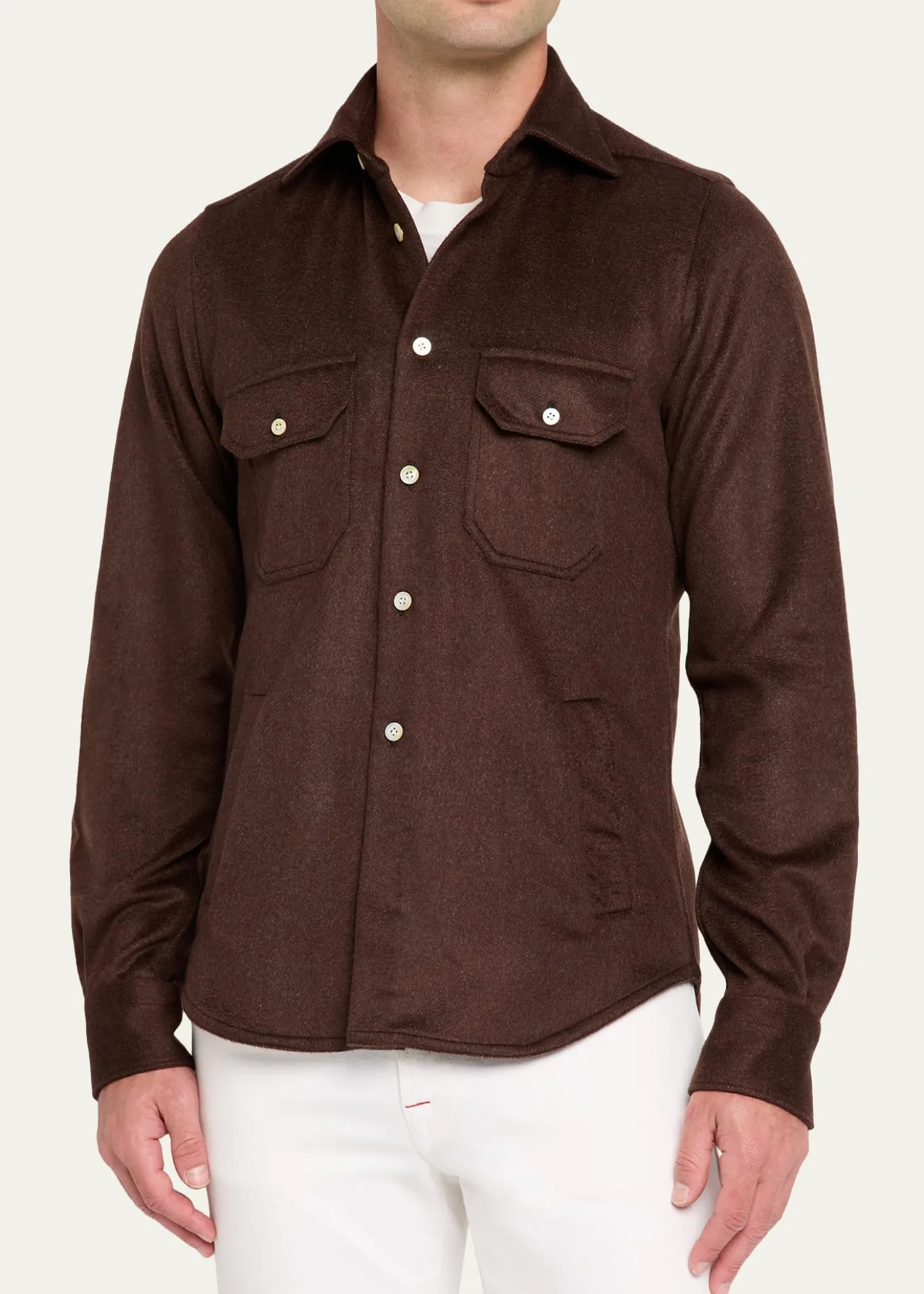 KitonMen's Cashmere and Wool Flap-Pocket Overshirt