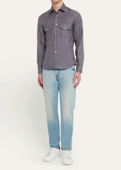 KitonMen's Cashmere Blend Micro-Check Overshirt