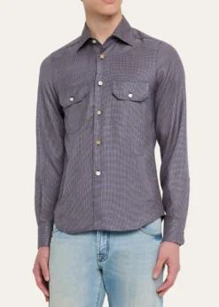 KitonMen's Cashmere Blend Micro-Check Overshirt