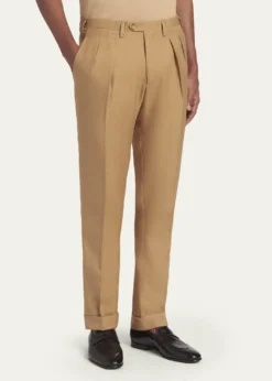 KitonMen's Cashmere-Blend Straight Leg Pleated Trousers