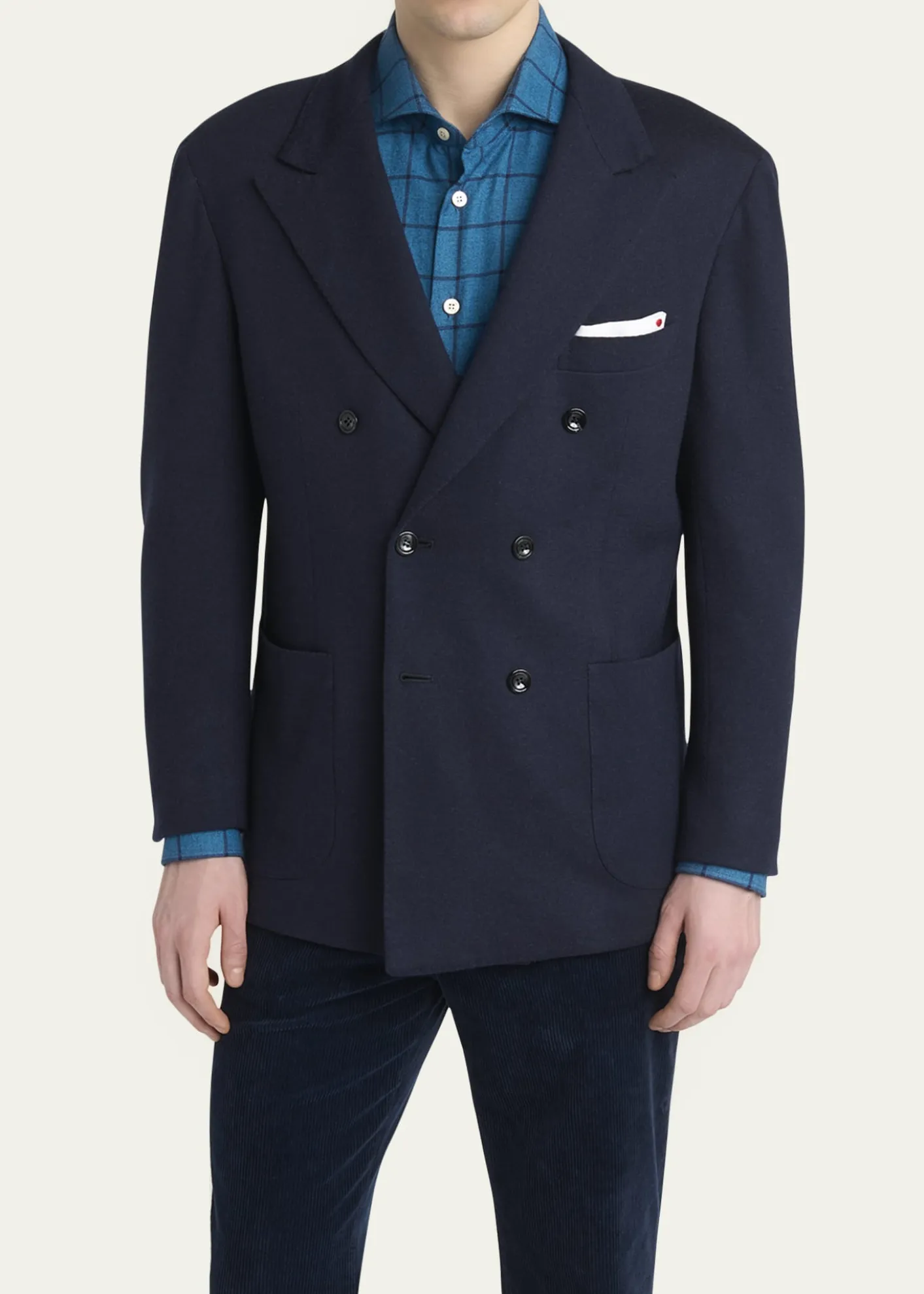 KitonMen's Cashmere Jersey Double-Breasted Blazer
