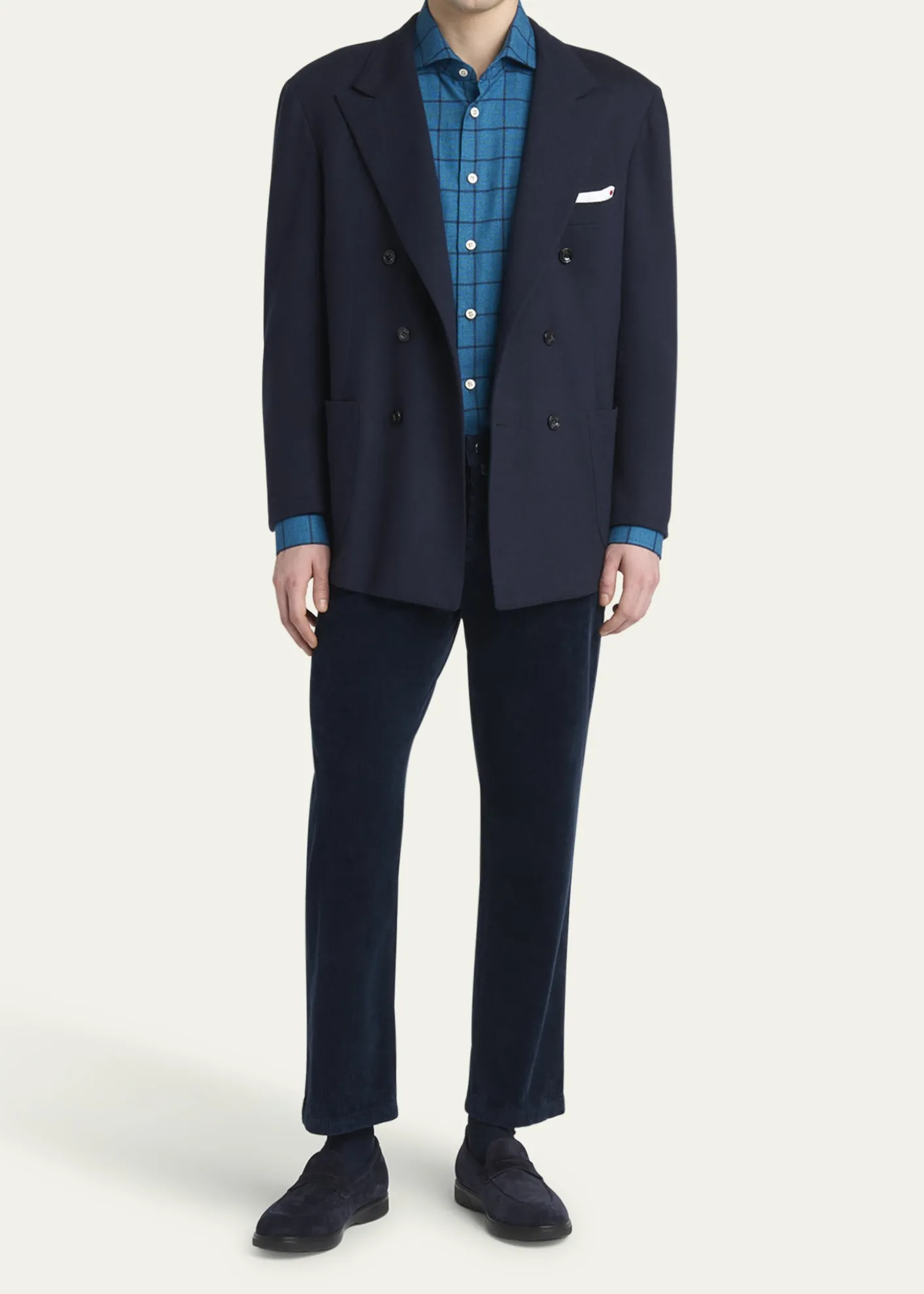 KitonMen's Cashmere Jersey Double-Breasted Blazer