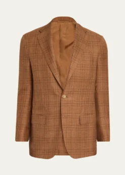 KitonMen's Cashmere Linen Plaid Sport Coat