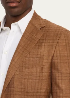 KitonMen's Cashmere Linen Plaid Sport Coat