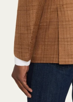 KitonMen's Cashmere Linen Plaid Sport Coat
