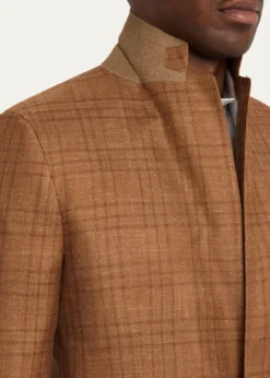 KitonMen's Cashmere Linen Plaid Sport Coat