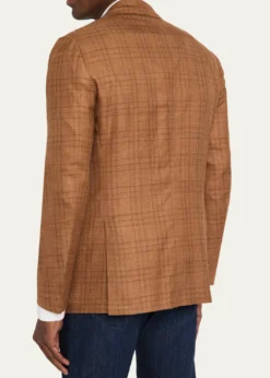 KitonMen's Cashmere Linen Plaid Sport Coat