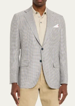 KitonMen's Cashmere, Silk and Linen Houndstooth Check Sport Coat