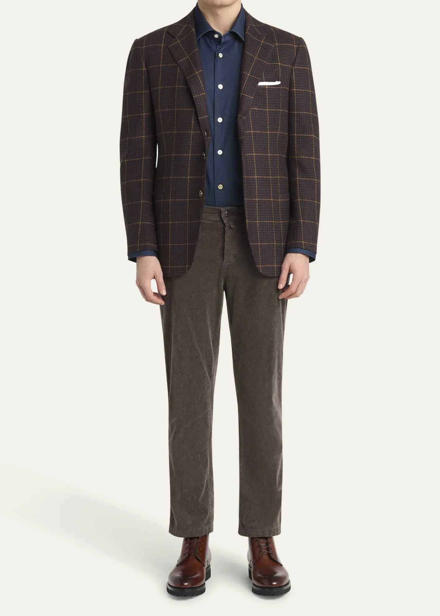 KitonMen's Cashmere Windowpane Check Single-Breasted Sport Coat