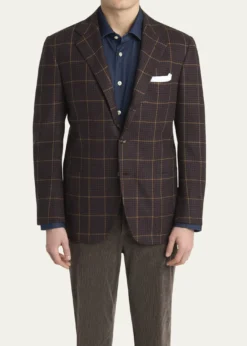 KitonMen's Cashmere Windowpane Check Single-Breasted Sport Coat