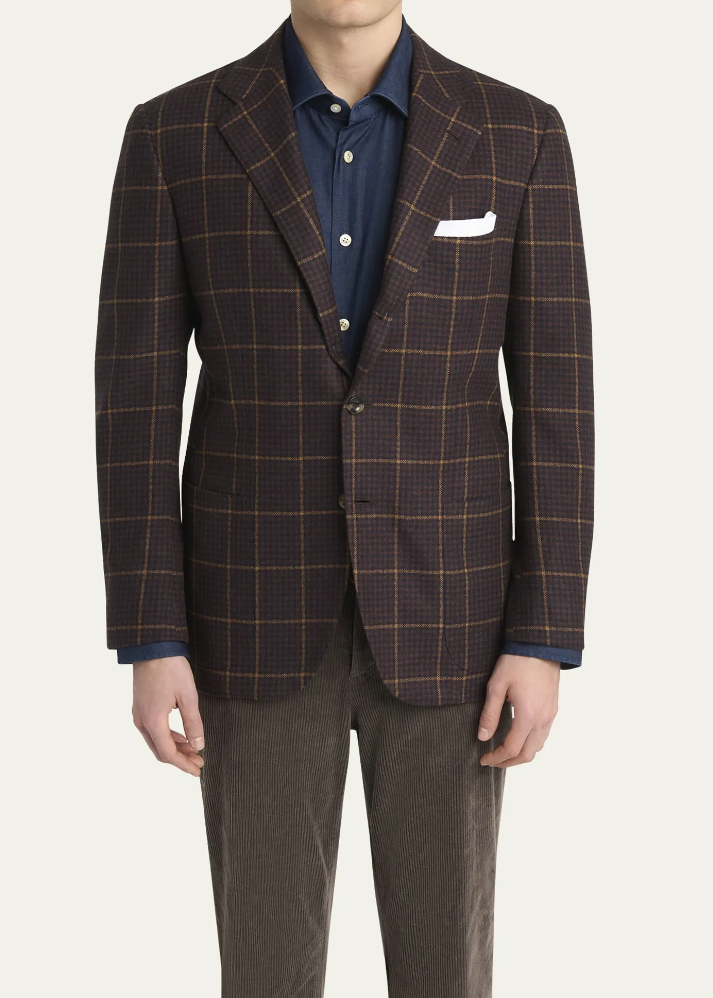 KitonMen's Cashmere Windowpane Check Single-Breasted Sport Coat