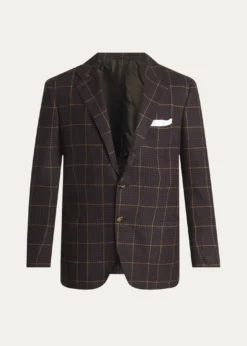 KitonMen's Cashmere Windowpane Check Single-Breasted Sport Coat