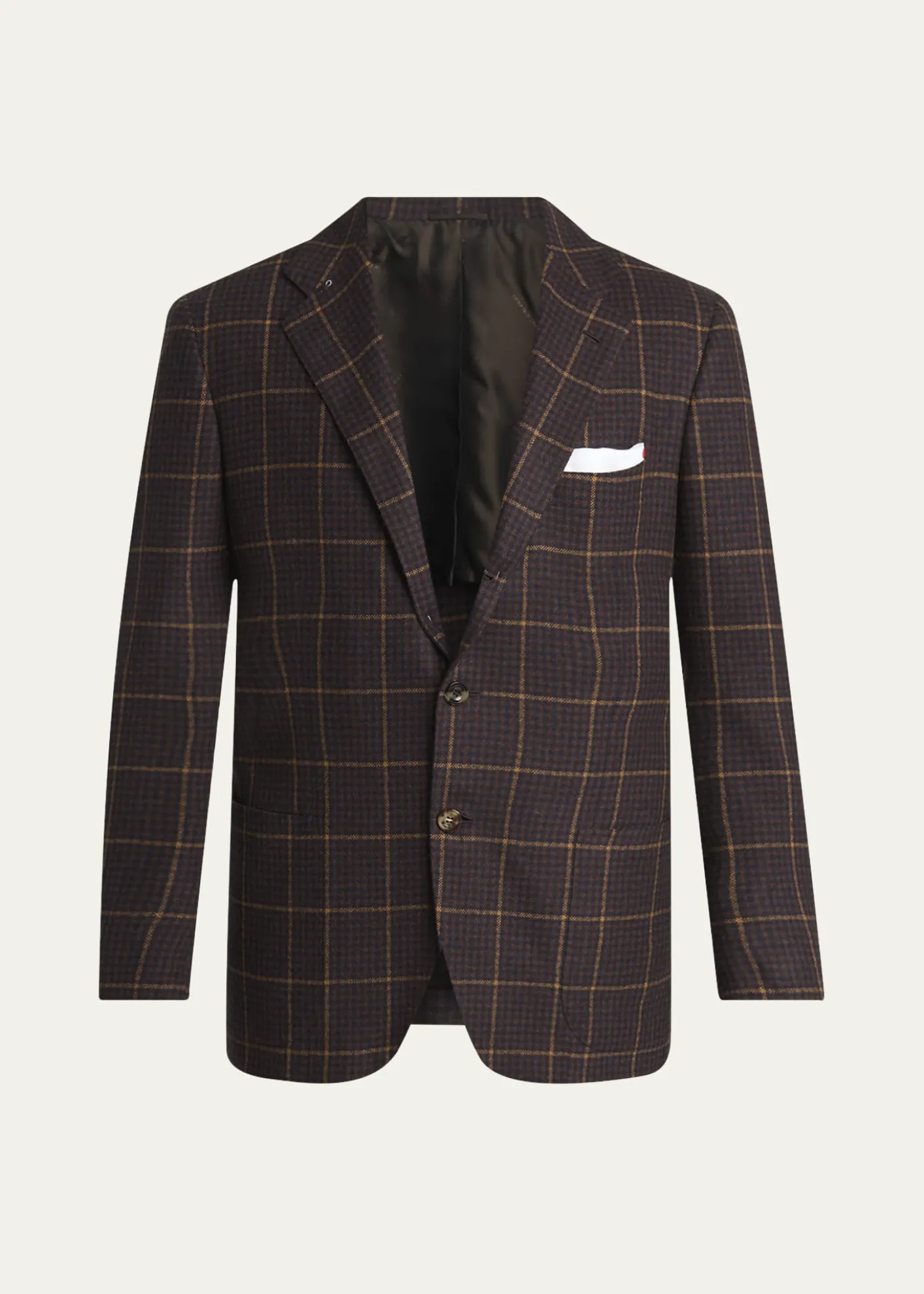 KitonMen's Cashmere Windowpane Check Single-Breasted Sport Coat