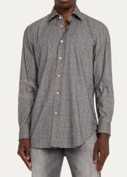 KitonMen's Cotton Houndstooth Classic-Fit Sport Shirt
