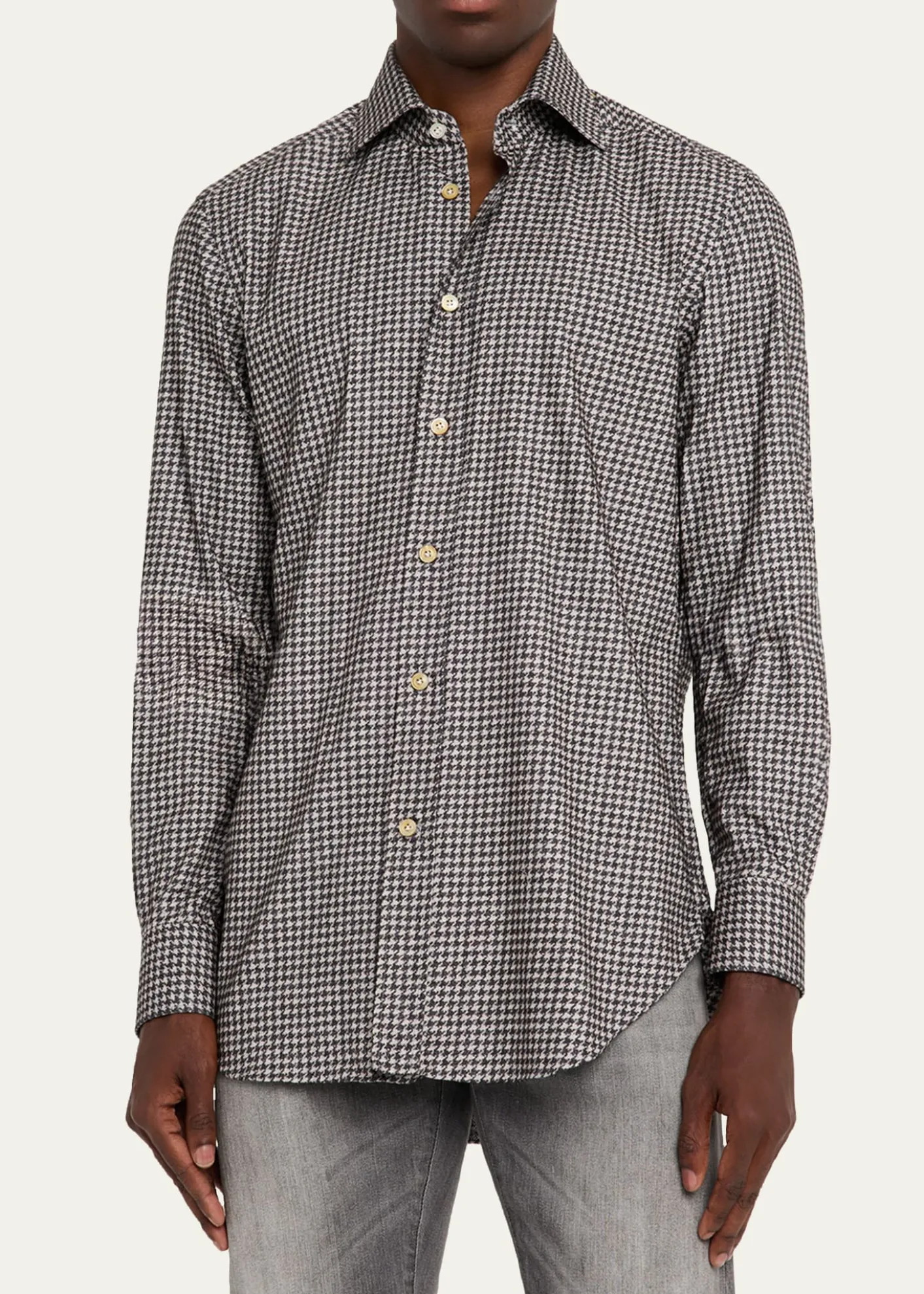 KitonMen's Cotton Houndstooth Classic-Fit Sport Shirt