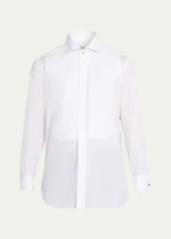 KitonMen's Cotton Pique Bib-Front Dress Shirt