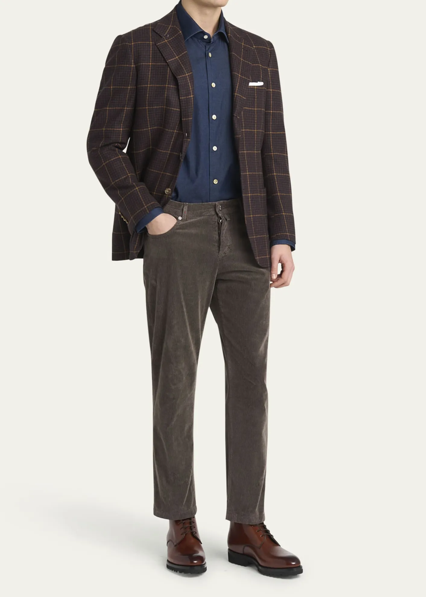 KitonMen's Cotton Stretch Straight Leg Five-Pocket Pants