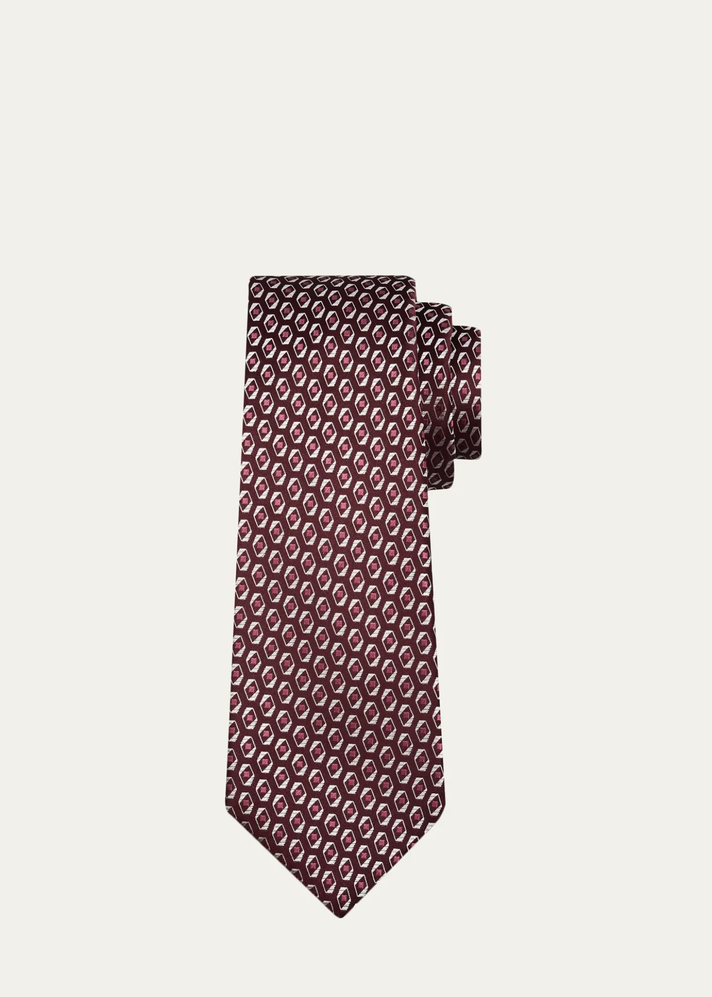 KitonMen's Geometric Jacquard Silk 7-Fold Tie