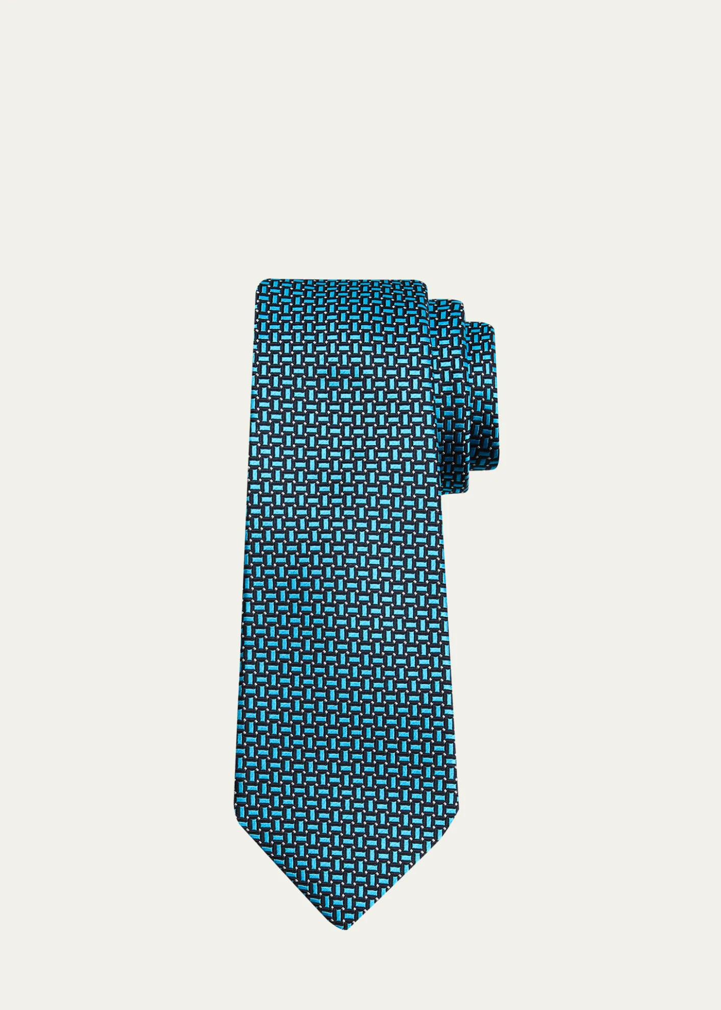 KitonMen's Geometric Jacquard Silk 7-Fold Tie