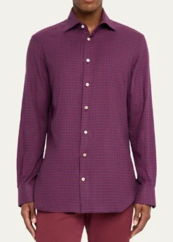 KitonMen's Gingham Cotton Sport Shirt