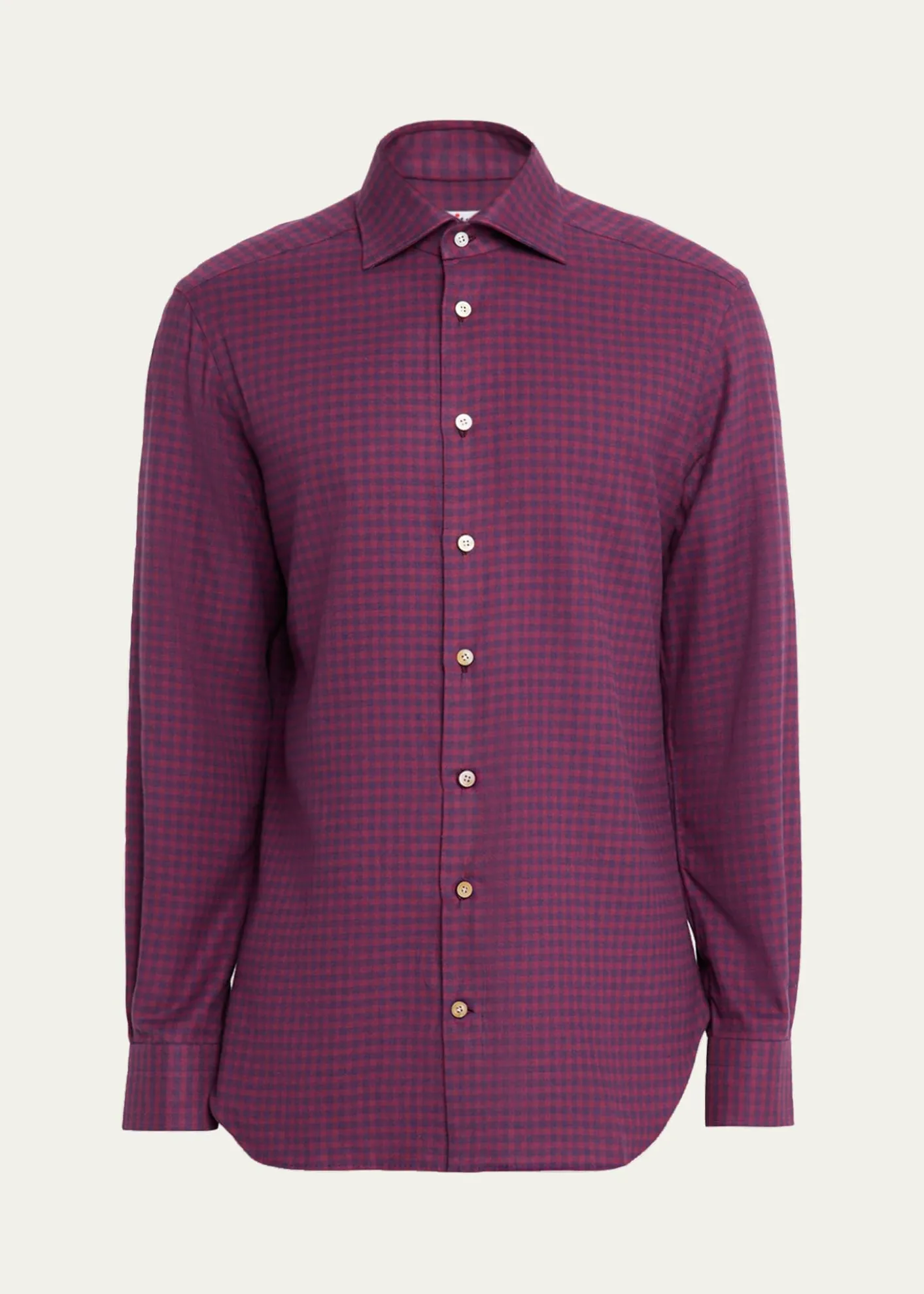 KitonMen's Gingham Cotton Sport Shirt
