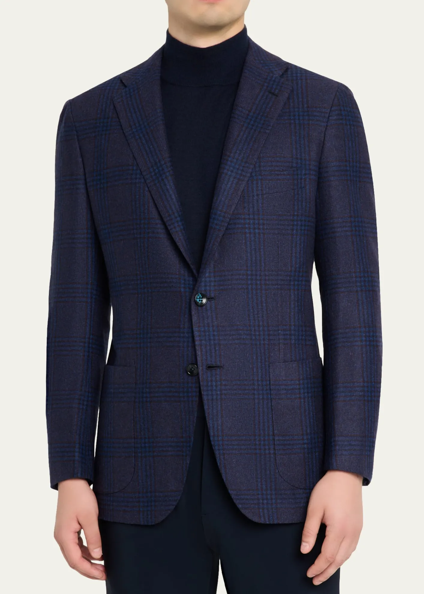 KitonMen's Glen Plaid Cashmere Sport Coat