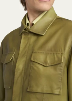 KitonMen's Leather Flap-Pocket Field Jacket