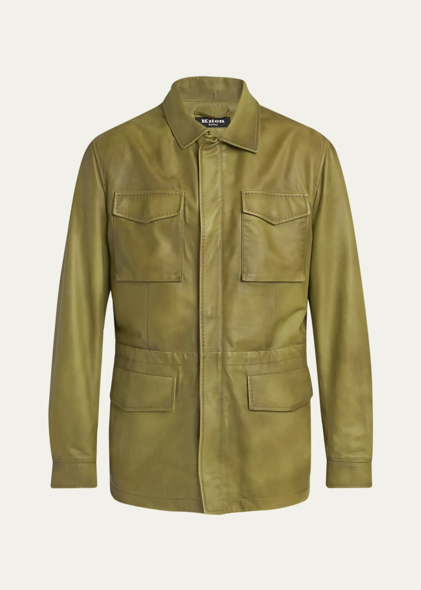 KitonMen's Leather Flap-Pocket Field Jacket