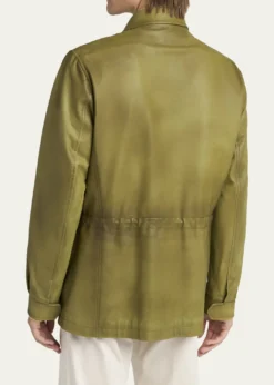 KitonMen's Leather Flap-Pocket Field Jacket