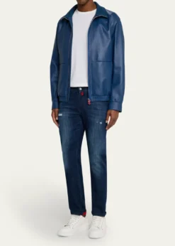 KitonMen's Leather Full-Zip Bomber Jacket