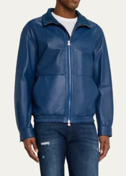 KitonMen's Leather Full-Zip Bomber Jacket