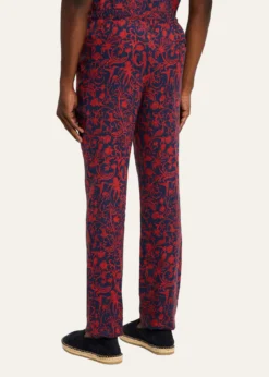 KitonMen's Linen Coral-Print Stretch Pants