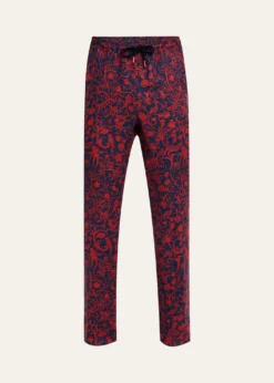 KitonMen's Linen Coral-Print Stretch Pants
