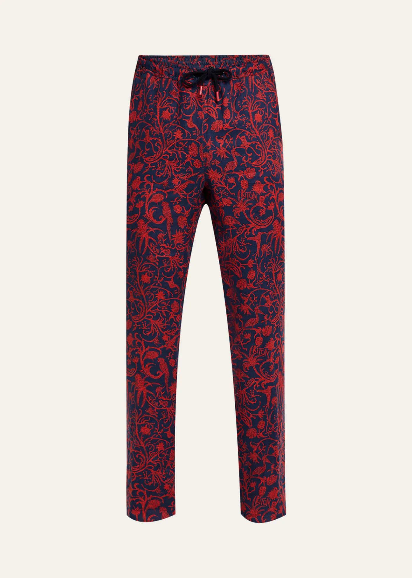 KitonMen's Linen Coral-Print Stretch Pants