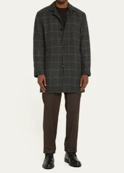 KitonMen's Loden Cashmere Windowpane Car Coat