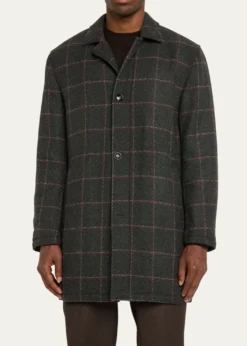 KitonMen's Loden Cashmere Windowpane Car Coat