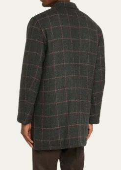 KitonMen's Loden Cashmere Windowpane Car Coat