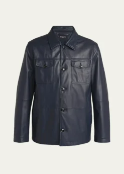 KitonMen's Loden Napa Leather Shirt Jacket