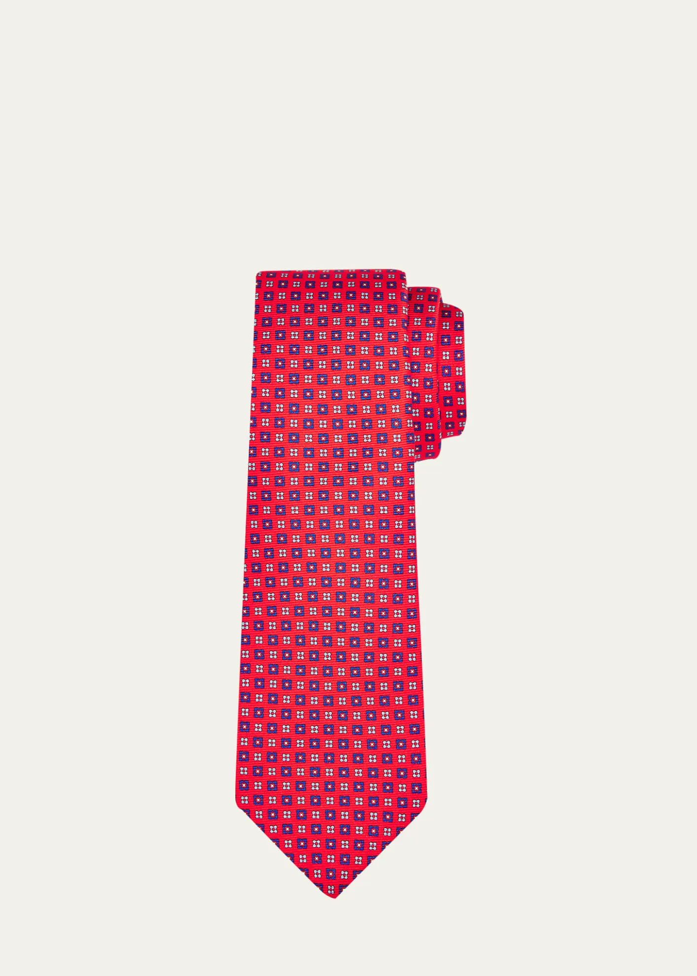 KitonMen's Micro-Floral Silk 7-Fold Tie