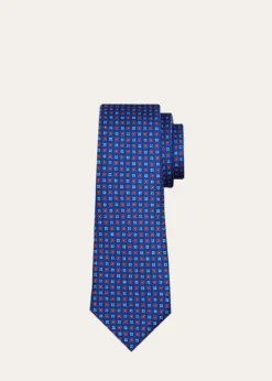 KitonMen's Micro-Geometric-Print Silk 7-Fold Tie
