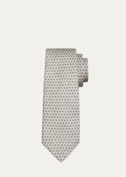 KitonMen's Micro-Geometric Silk 7-Fold Tie