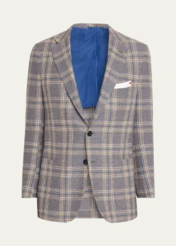 KitonMen's Plaid Cashmere and Linen Single-Breasted Sport Coat